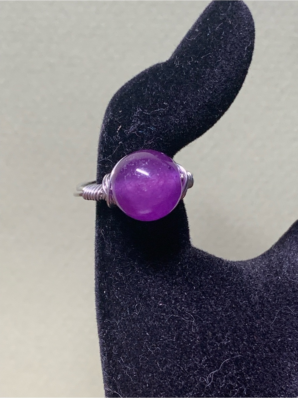 Handcrafted Purple Gemstone Wire-Wrap Ring